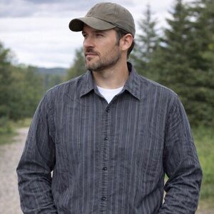 BKE Mens‎ Slim Fit Stretch Vertical Stripe Button Down Shirt Charcoal Grey XXL